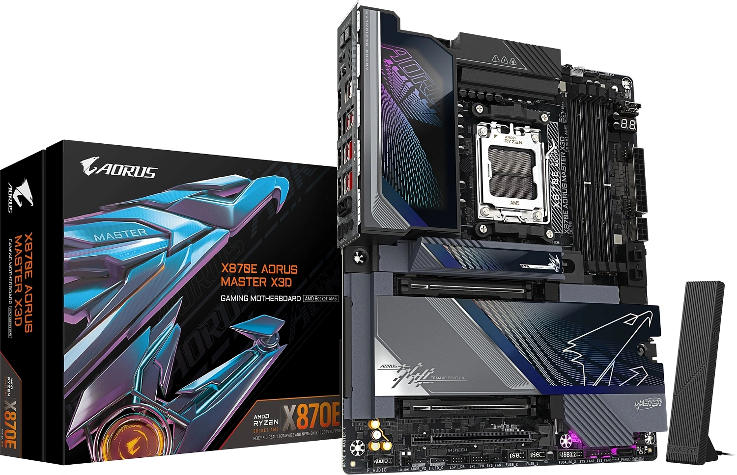 Материнская плата Gigabyte X870E A MASTER X Socket AM5 AMD X870E 4xDDR5 ATX AC`97 8ch(7.1) 1P 10Gigabit + 1P 5Gigabit RAID+HDMI