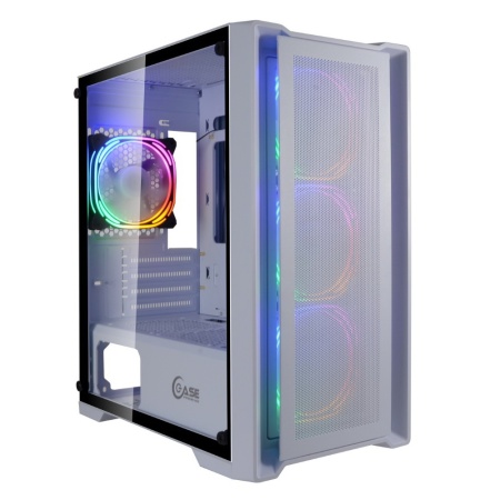 Корпус Powercase Alisio Micro X4W, Tempered Glass, 4х 120mm 5-color fan, белый, mATX (CAMIW-L4)