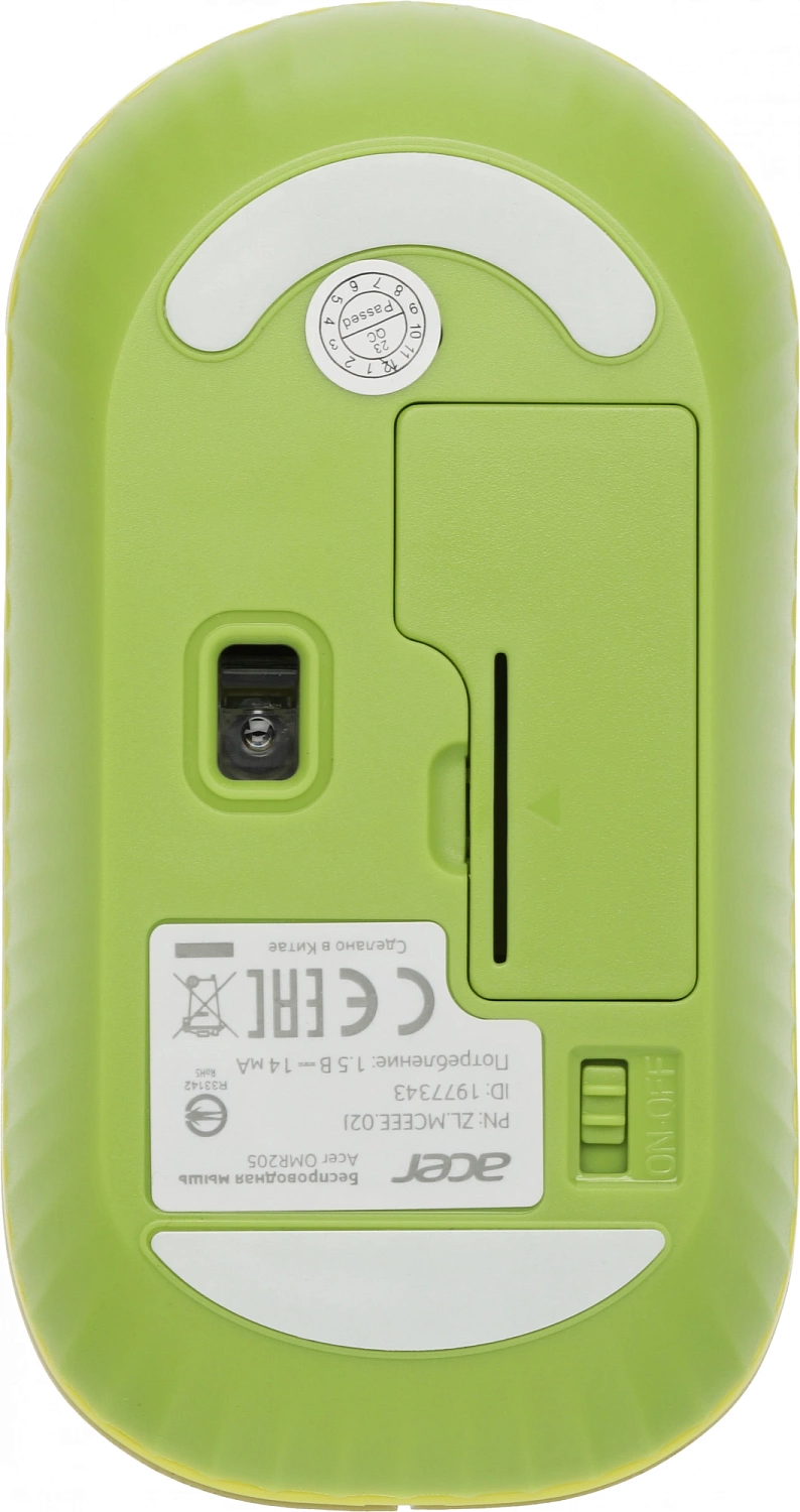 Мышь Acer OMR205 зеленый/желтый оптическая (1200dpi) беспроводная USB (2but) Мышь Acer OMR205 зеленый/желтый оптическая (1200dpi) беспроводная USB (2but)