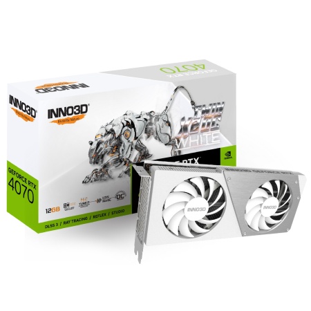 Видеокарта INNO3D RTX 4070 Twin X2 OC WHITE STEALTH //RTX4070, HDMI, DP*3, 12G,D6X