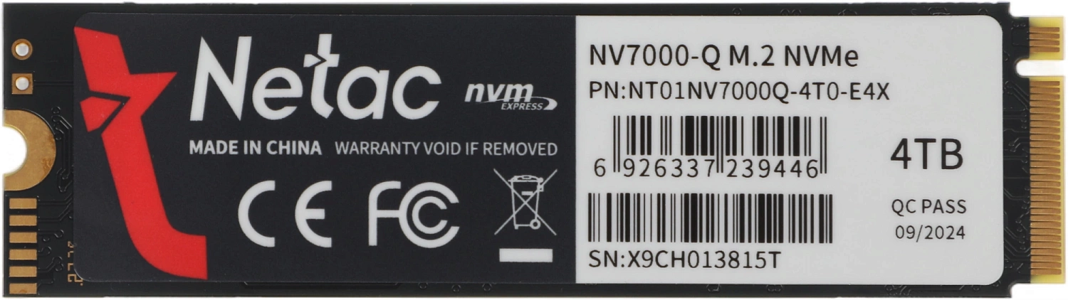 Накопитель SSD Netac PCIe 4.0 x4 4TB NT01NV7000Q-4T0-E4X NV7000Q M.2 2280