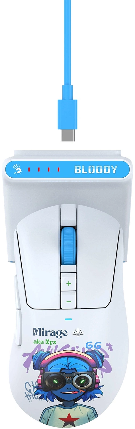 Мышь A4Tech Bloody R73 Ultra Duo белый/рисунок оптическая 20000dpi беспров. USB/USB-C 7but (R73 ULTRA DUO NYX MIRAGE) Мышь A4Tech Bloody R73 Ultra Duo белый/рисунок оптическая 20000dpi беспров. USB/USB-C 7but (R73 ULTRA DUO NYX MIRAGE)