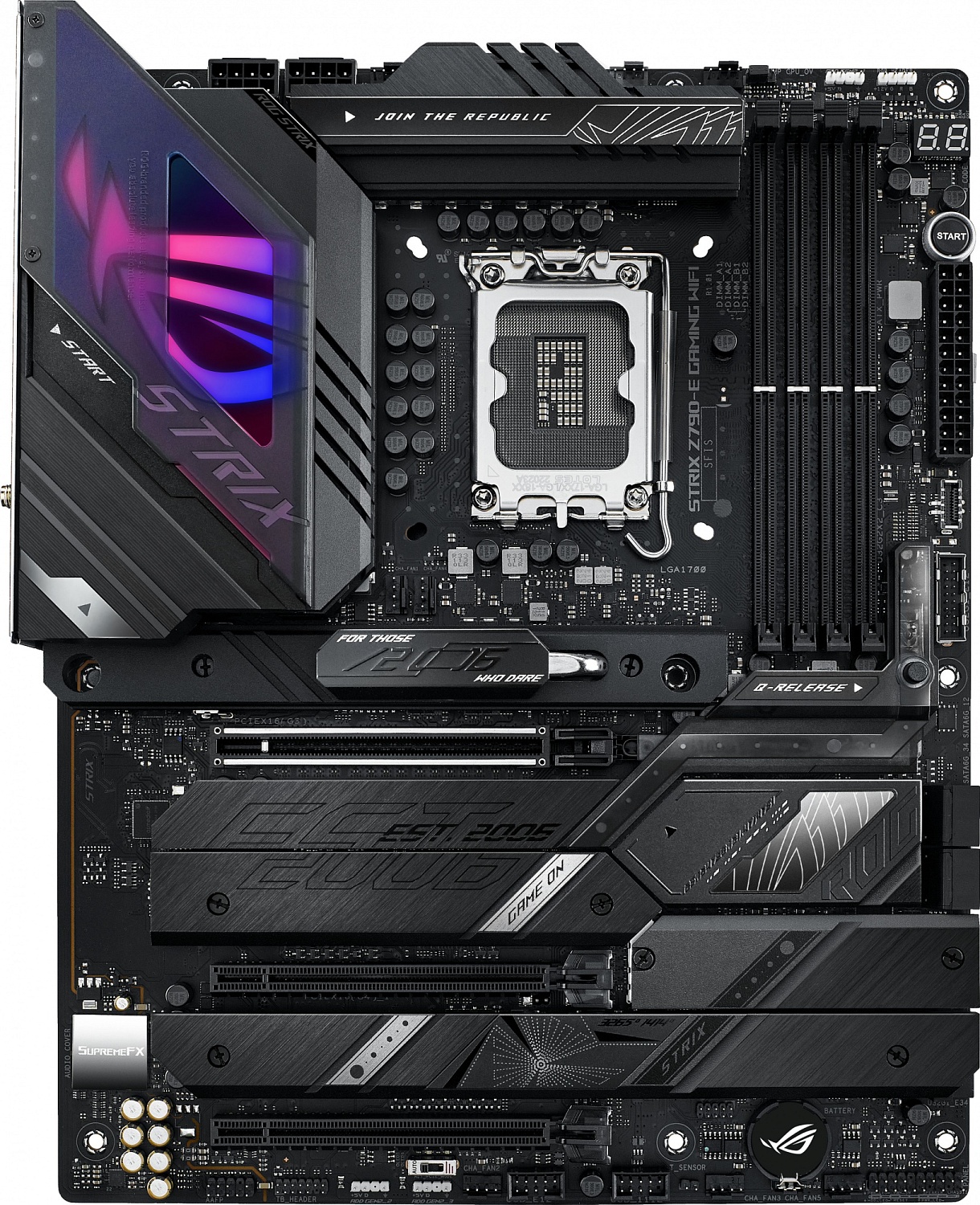 Материнская плата ASUS ROG STRIX Z790-E GAMING WIFI, LGA1700, Z790, 4*DDR5, DP+HDMI, 4xSATA3 + RAID, M2, Audio, 2,5Gb LAN, USB 3.2, USB 2.0, ATX; 90MB1CL0-M0EAY0