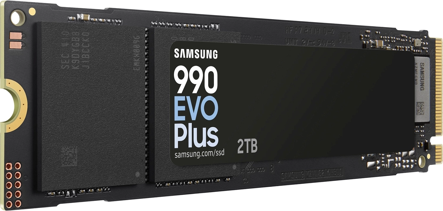 Тведотельный накопитель SSD M.2 (PCI-E NVMe 2.0 Gen 4.0 x4) 2Tb Samsung 990 EVO plus (R6300/W7250MB/s) 1year