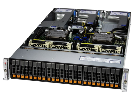 Сервер Supermicro Hyper A+ Server 2U 2125HS-TNR 2xGenoa 9534/4x32Gb/1xPM9A3 960GB NVMe(24SFF)/2-port 10GBase-T/2x1600W(2nd config)