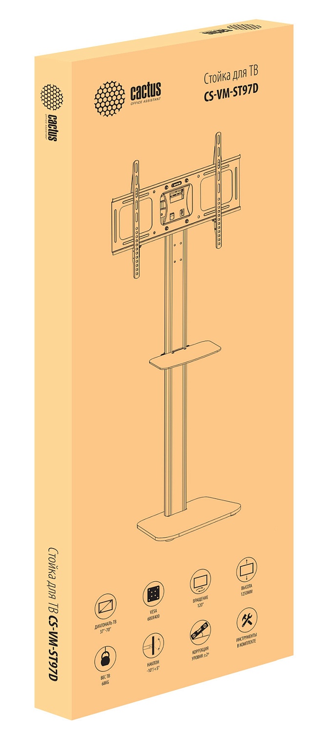 Стойка для телевизора Cactus CS-VM-ST97-D черный 37"-70" макс.68кг напольный