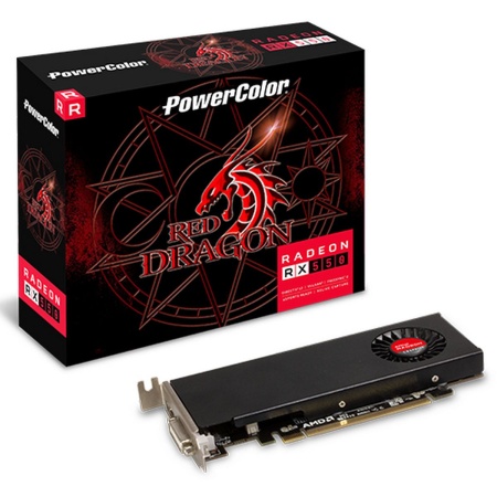 Видеокарта PowerColor RX550 Red Dragon 2GB GDDR5 64bit DVI-D HDMI 1FAN RTL