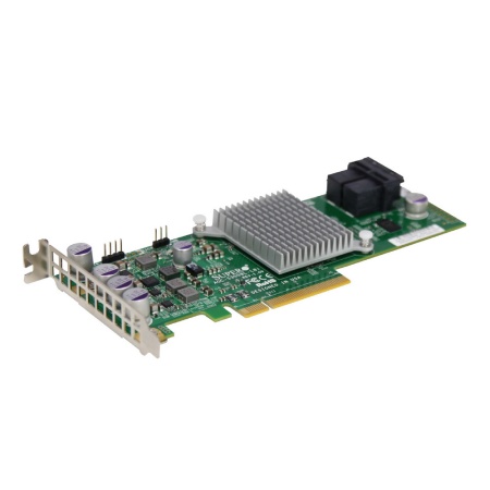 AOC-S3008L-L8i Broadcom 3008 SAS controller, 8-port (internal), 12Gb/s per port, Supports 63 devices,Supports RAID 0, 1, 1E and 10,Automatically negotiates PCI-E (1.x, 2.x AND 3.X) link widths,Supports 3.0, 6.0 and 12Gb/s SAS and SATA data transfer rates