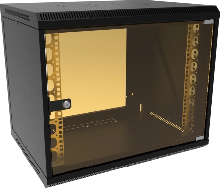 Шкаф коммутационный Suprlan (05-1093-B) настенный 6U 600x450мм пер.дв.стекл направл.под закл.гайки 70кг черный 385мм 19.01кг 500мм