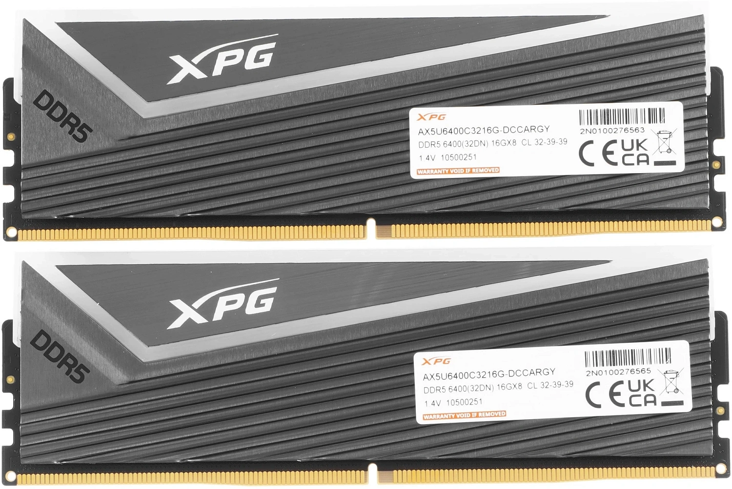 Память DDR5 2x16GB 6400MHz A-Data AX5U6400C3216G-DCCARGY XPG Caster RGB RGB RTL PC5-51200 CL32 DIMM 288-pin 1.4В kit single rank с радиатором Ret