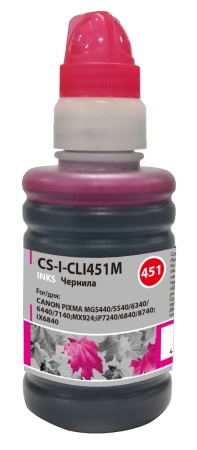 Чернила Cactus CS-I-CLI451M пурпурный 100мл для Canon Pixma iP6840/iP7240/iP8740/iX6840/MG5440