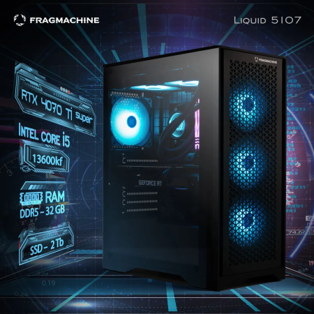 Компьютер FragMachine Liquid 5107 (i5-13600KF, DDR5 32GB, SSD 2Tb, RTX 4070Ti Super, Win 10 Pro)