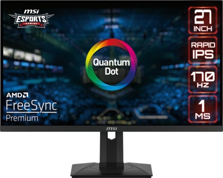 Монитор MSI G274QPF QD 27" 16:9 WQHD(2560x1440) Rapid IPS Flat,1ms(MPRT),Quantum Dot,HDR 400,1000:1,100M:1,300nit,178/178,2xHDMI 2.0, 1xDP 1.4,USB-C,Tilt,Swivel,Height,Pivot,VESA,170HZ,Black,1y war-ty