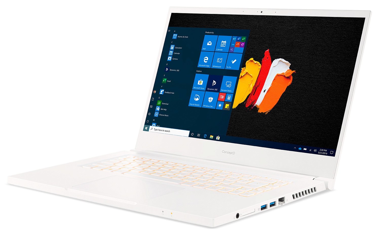 Ноутбук Acer ConceptD 3 CN315-72-746N Core i7 10750H 16Gb SSD512Gb Intel UHD Graphics 15.6" FHD (1920x1080) Windows 10 Professional white WiFi BT Cam (NX.C5WER.002)