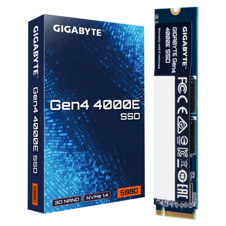 Твердотельный накопитель SSD Gigabyte M.2 2280 500GB Gen4 4000E SSD PCI Express 4.0x4, NVMe 1.4, 3600/3000, MTBF 1.5M, 3D NAND, 300TBW, RTL