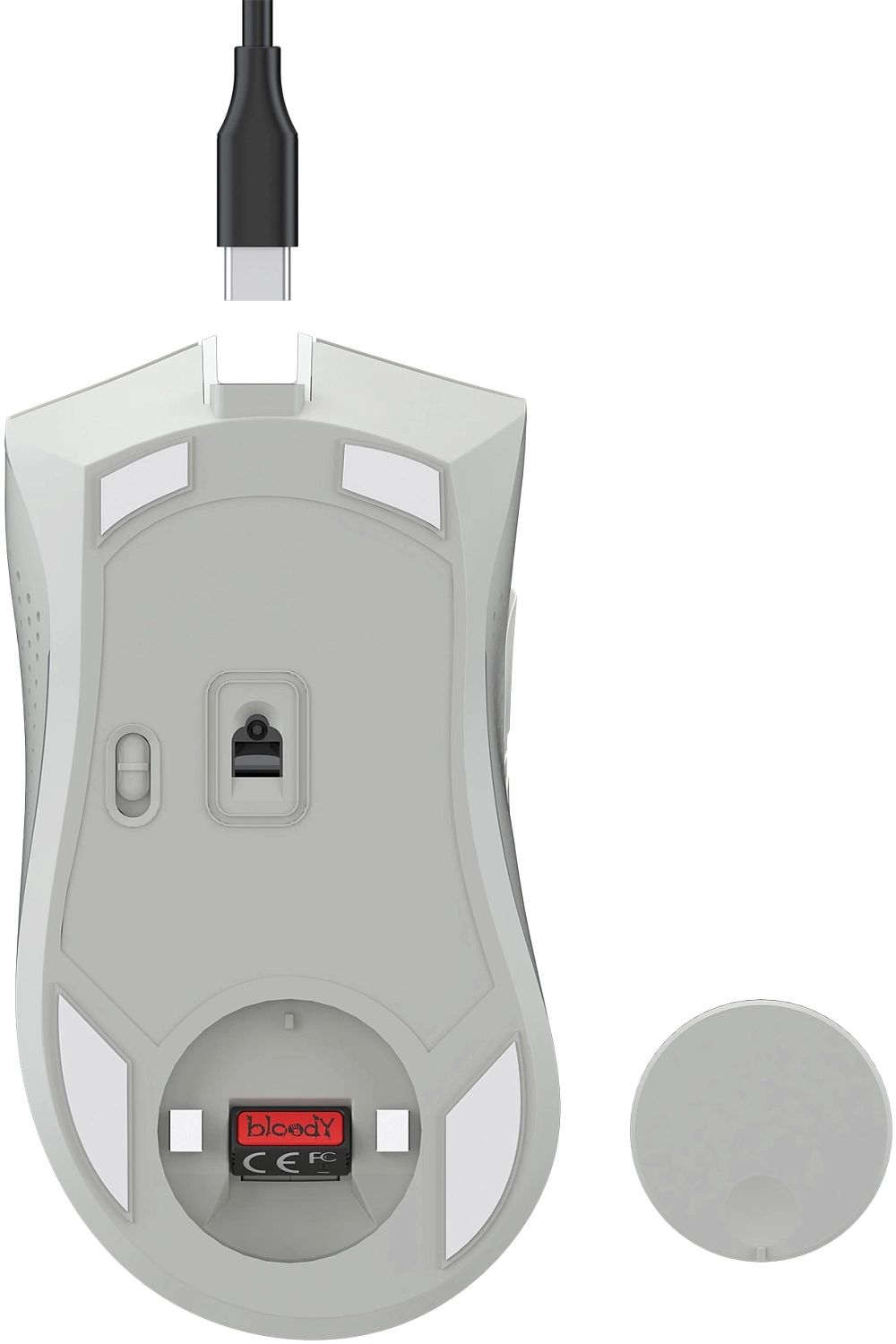 Мышь A4Tech Bloody R90 Plus белый оптическая (5000dpi) беспроводная USB (8but) Мышь A4Tech Bloody R90 Plus белый оптическая (5000dpi) беспроводная USB (8but)