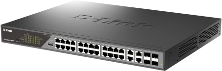 Коммутатор D-Link Smart L2 Surveillance Switch 24х1000Base-T PoE (8 PoE ports 802.3bt 90W), 4xCombo 1000Base-T PoE/SFP, PoE Budget 518W, Long-range PoE up to 250m