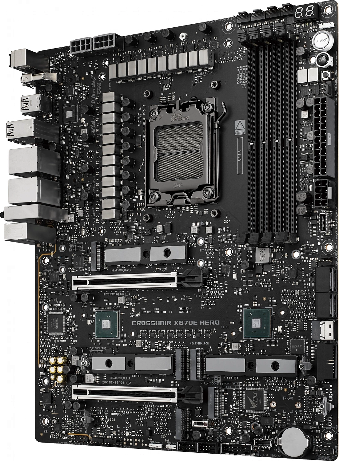 Материнская плата ASUS ROG CROSSHAIR X870E HERO, AM5, X870, 4*DDR5, 4*SATA, 5*M.2,  6*USB 3.2, 2*Type-C, 2*USB4, 6*PCIx16, HDMI, ATX; 90MB1IE0-M0EAY0