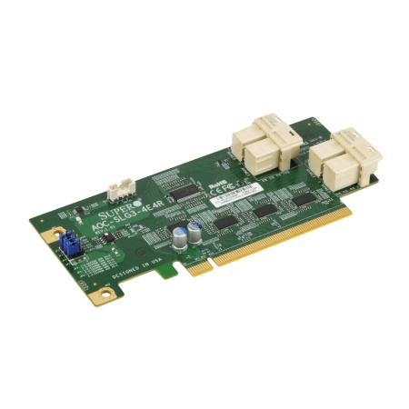 AOC-SLG3-4E4R-O Low profile expansion card with an aggregate. 12.8 GB/s four port NVMe internal redriver