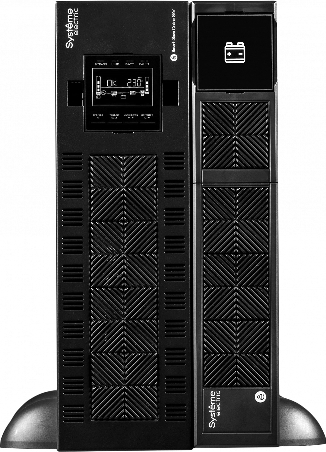 Источник бесперебойного питания Systeme Electric Smart-Save Online SRV, 10000VA/9000W, On-Line, Extended-run, Rack 5U(Tower convertible), LCD, Out: Hardwire, SNMP Intelligent Slot, USB, RS-232