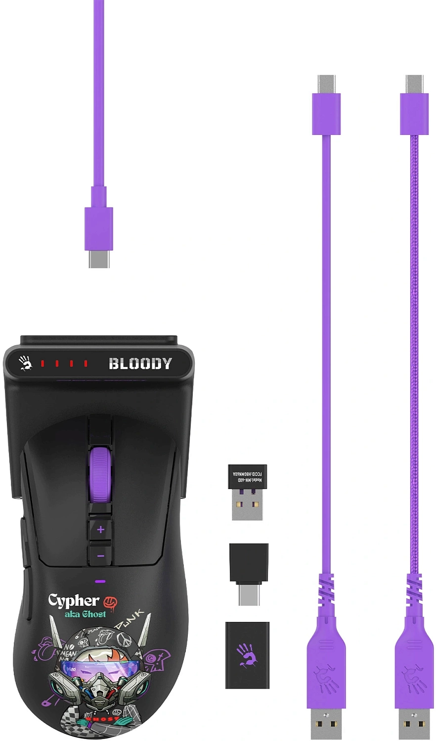 Мышь A4Tech Bloody R73 Ultra Duo черный/рисунок оптическая 20000dpi беспров. USB-C 7but (R73 ULTRA DUO CYPHER GHOST) Мышь A4Tech Bloody R73 Ultra Duo черный/рисунок оптическая 20000dpi беспров. USB-C 7but (R73 ULTRA DUO CYPHER GHOST)
