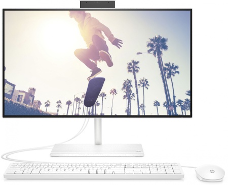 Моноблок HP 24-cb1023nh 23.8" Full HD Touch i5 1235U (1.3) 8Gb SSD512Gb Iris Xe CR Free DOS GbitEth WiFi BT 65W клавиатура мышь Cam белый 1920x1080