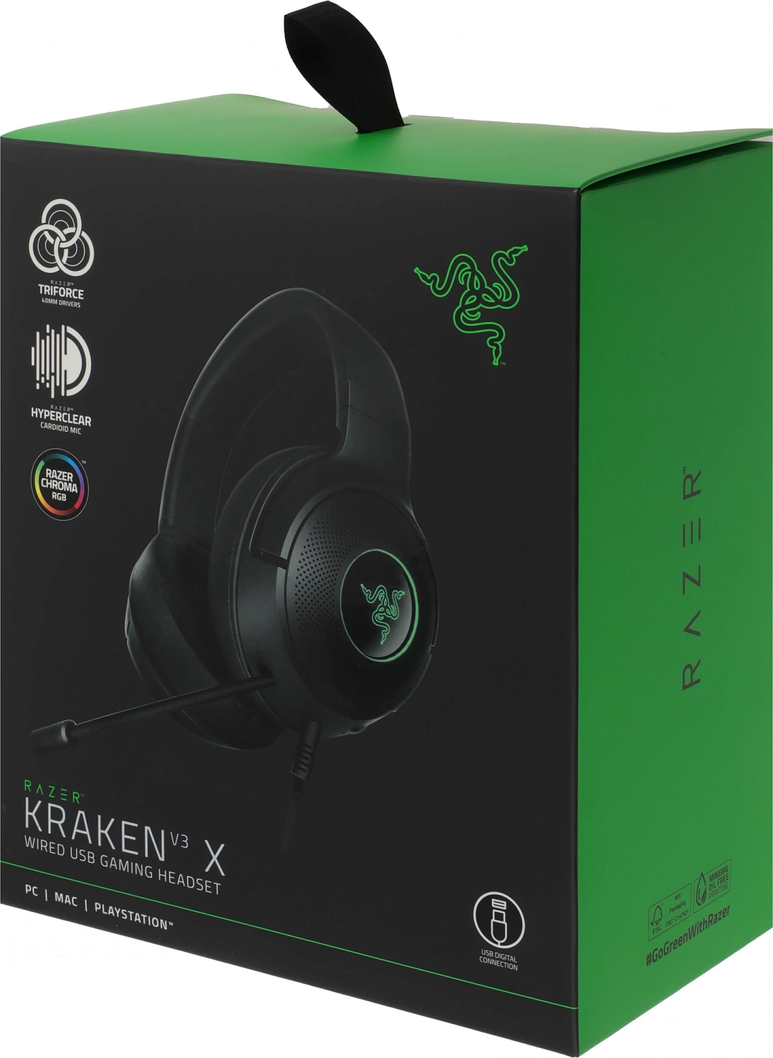 Наушники с микрофоном Razer Kraken V3 X черный 1.8м мониторные оголовье (RZ04-03750300-R3M1)