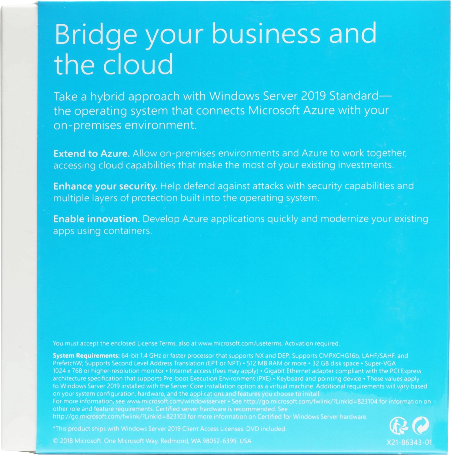 Операционная система Microsoft Windows Server 2019 Std 5 Clt 64 bit Eng BOX (P73-07680)