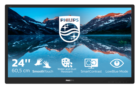 Монитор LCD 23.8'' [16:9] 1920х1080(FHD) IPS, nonGLARE, TOUCH, 60 Hz, 250 cd/m2, H178°/V178°, 1000:1, 50М:1, 16.7M, 5ms, VGA, DVI, HDMI, DP, USB-Hub, Speakers, 3Y, Black