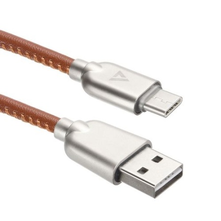 USB кабель ACD-Allure Type-C ~ USB-A Кожа, 1м, коричневый (ACD-U926-C2N)