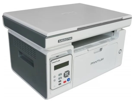 Лазерное многофункциональное устройство Pantum M6507W, P/C/S, Mono laser, А4, 22 ppm (max 20000 p/mon), 600 MHz, 1200x1200 dpi, 128 MB RAM, paper tray 150 pages, USB, WiFi, start. cartridge 1600 pages (grey) (после ремонта)