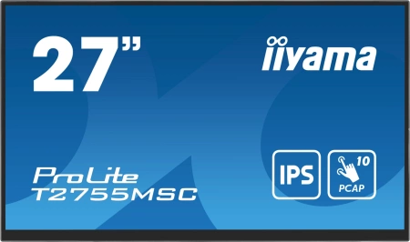 Монитор Iiyama 27" ProLite T2755MSC-B1 черный IPS LED 5ms 16:9 HDMI M/M матовая 1000:1 400cd 178гр/178гр 1920x1080 60Hz DP FHD USB Touch 5.8кг