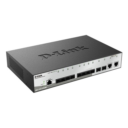 Коммутатор D-Link Managed L2 Metro Ethernet Switch 10x1000Base-X SFP, 2x1000Base-T, Surge 6KV, CLI, RJ45 Console, RPS, Dying Gasp