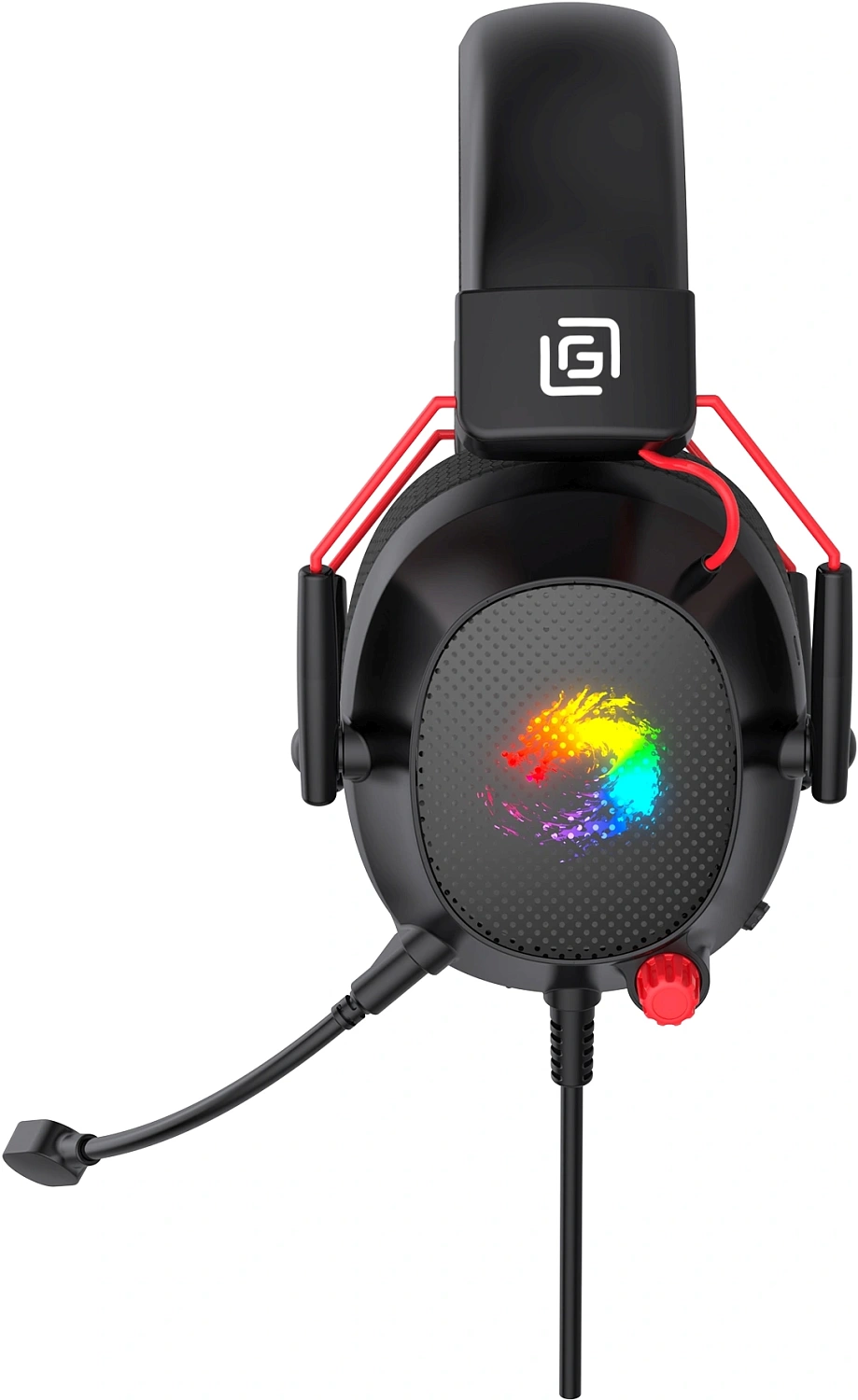 Наушники с микрофоном Оклик HS-L305G черный/красный 2м мониторные оголовье (2060511)