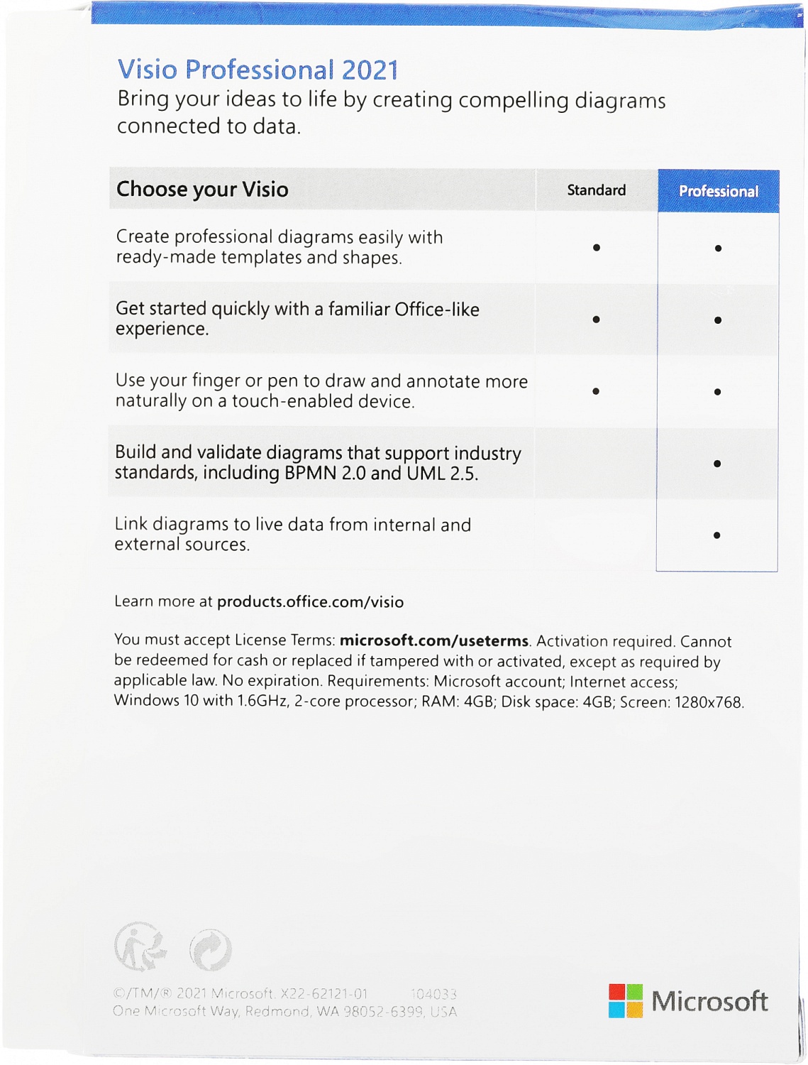 Офисное приложение Microsoft Visio Professional 2021 Win English Medialess P8 (D87-07619)