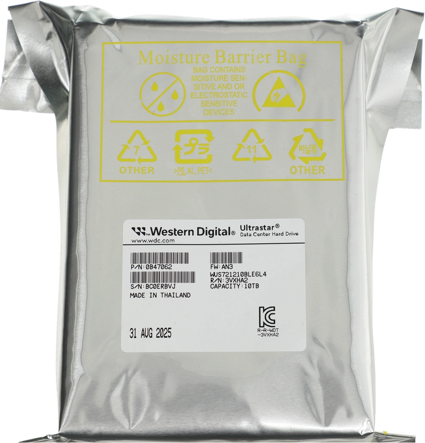 Жесткий диск WD SATA-III 10TB 0B47062 WUS721210BLE6L4 Ultrastar DC HA340 512E (7200rpm) 512Mb 3.5"