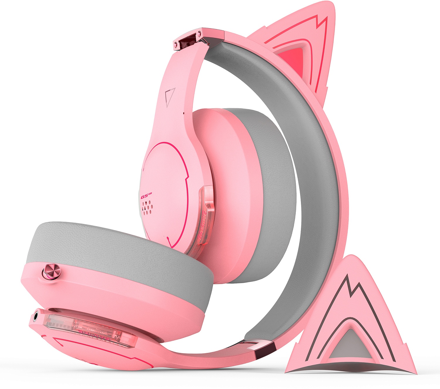 Наушники с микрофоном Edifier G5BT Cat розовый/серый мониторные BT оголовье