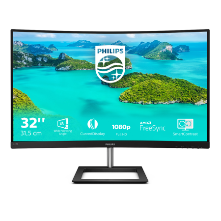 Монитор LCD 31.5'' [16:9] 1920х1080(FHD) VA, Curved, nonGLARE, 75 Hz, 250 cd/m2, H178°/V178°, 3000:1, 16.7M, 4ms, VGA, HDMI, DP, Tilt, 2Y, Black