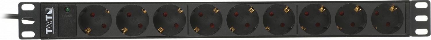 Блок распределения питания Lanmaster TWT-PDU19-10A9P4-3.0 гор.размещ. 9xSchuko базовые 10A C14 3м