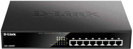 Коммутатор D-Link DGS-1008MP/B1A 8G 8PoE+ 125W неуправляемый