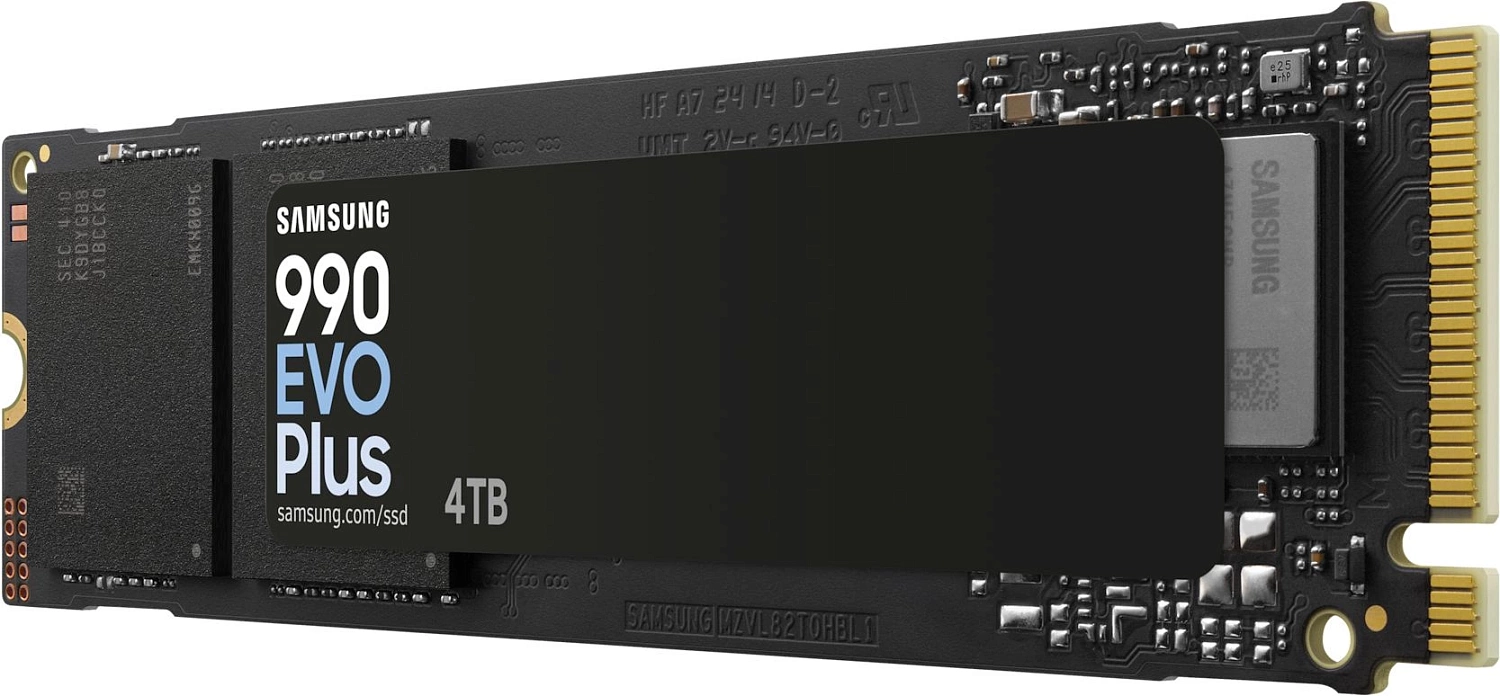 Тведотельный накопитель SSD M.2 (PCI-E NVMe 2.0 Gen 4.0 x4) 4Tb Samsung 990 EVO plus (R6300/W7250MB/s) 1year