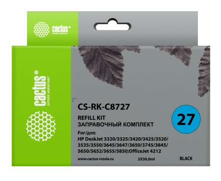 Заправочный набор Cactus CS-RK-C8727 черный 2x60мл для HP DJ 3320/3325/3420/3425/3520/3535/OJ 4212