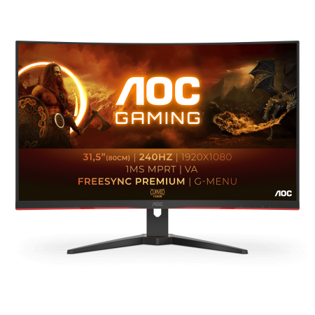Монитор LCD 31.5'' [16:9] 1920х1080(FHD) VA, Curved, nonGLARE, 240 Hz, 300 cd/m2, H178°/V178°, 4000:1, 80M:1, 16.7M, 4ms, 2xHDMI, DP, Tilt, 3Y, Black+Cherry