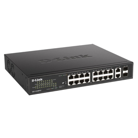 Коммутатор D-Link Unmanaged Switch 16x100Base-TX PoE, 2xCombo 1000Base-T/SFP, PoE Budget 247W, Long-range PoE up to 250m, metal case