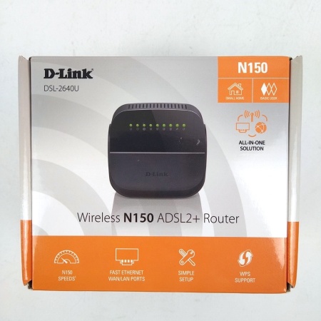 DSL-2640U/R1A ADSL2+ Annex A Wireless N150 Router with Ethernet WAN support.1 RJ-11 DSL уц-2-1 10/100Base-TX LAN ports, 802.11b/g/n compatible, 802.11n up to 150Mbps with external 2 dBi antenna, ADSL standards: ANSI T1.413 Issue 2, ITU-T G.992.1 (G.dmt)