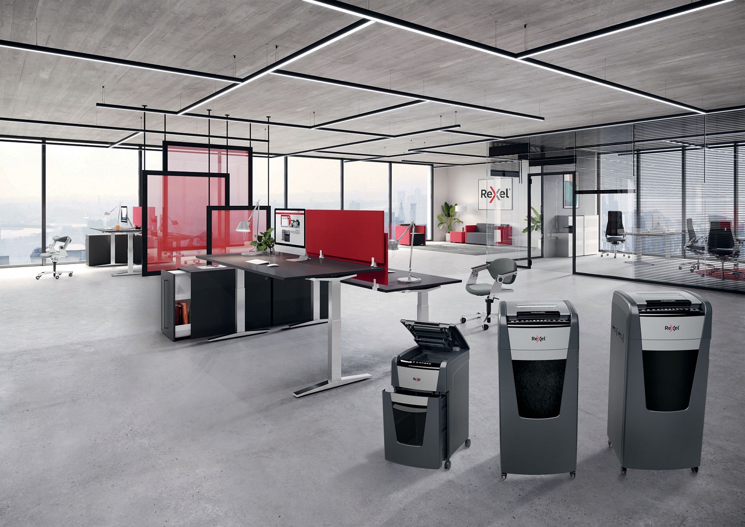 Шредер Rexel Optimum AutoFeed 300X черный с автоподачей (секр.P-4) фрагменты 300лист. 60лтр. скрепки скобы пл.карты