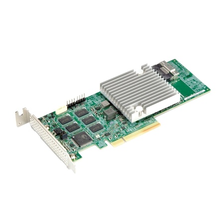 AOC-S3908L-H8IR-32DD-O 8 internal SAS3 ports, Supports up to 32 physical devices w/ expander, 1x SlimSAS x8 black (100-Ohm) connector