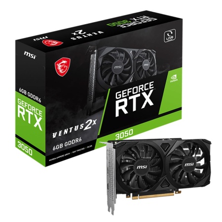 Видеокарта MSI RTX3050 VENTUS 2X 6G 6GB GDDR6 96bit DP 2xHDMI 2FAN RTL