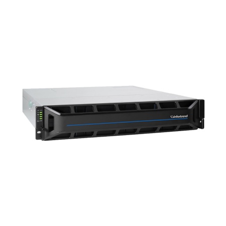 EonStor GSE201200000D-8U32 (12x3.5, 2U, Single controller System incl: 2x4GB Cache, 4x1GbE iSCSI ports RJ-45, 2x host board slots, 1x 12Gb SAS Ext Port, 2x(PSU 460W+FAN Module), Rackmount kit)