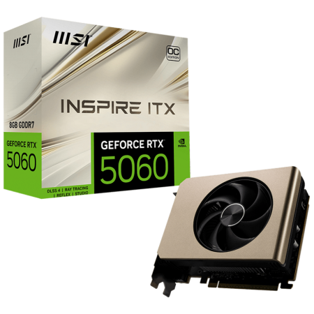 Видеокарта MSI RTX5060 INSPIRE ITX OC 8GB GDDR7 128bit 3xDP HDMI 2FAN RTL